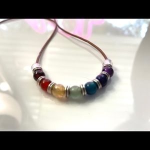 Chakra Necklace & Quartz adjustable Leather choker to long necklace
